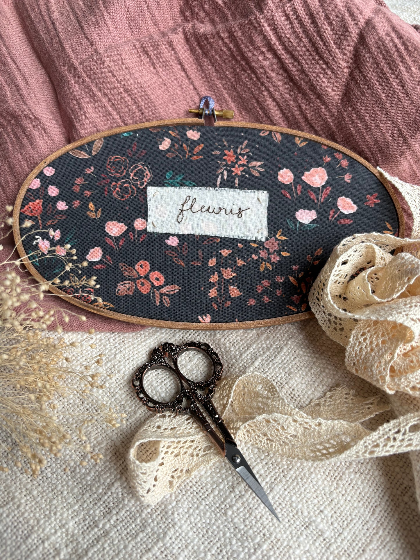 Cadre décoratif avec inscription « fleuris »