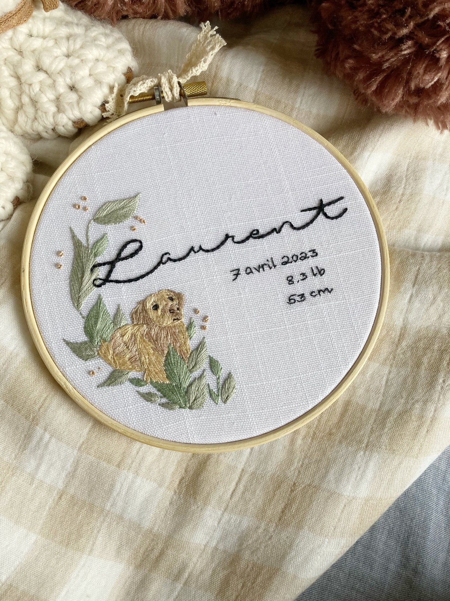 Broderie pour enfant avec portrait d’animal - personnalisé