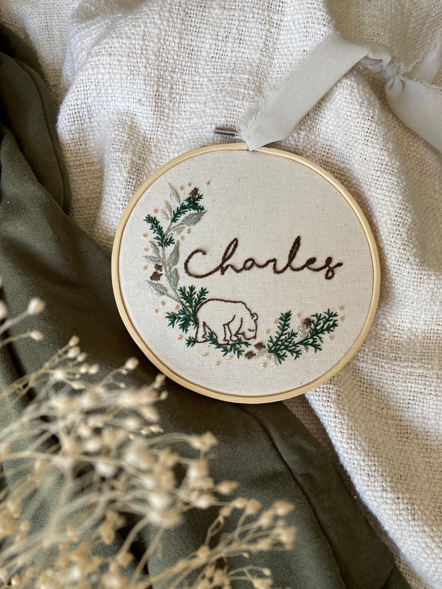 Léo - broderie pour enfant thématique forêt et ourson