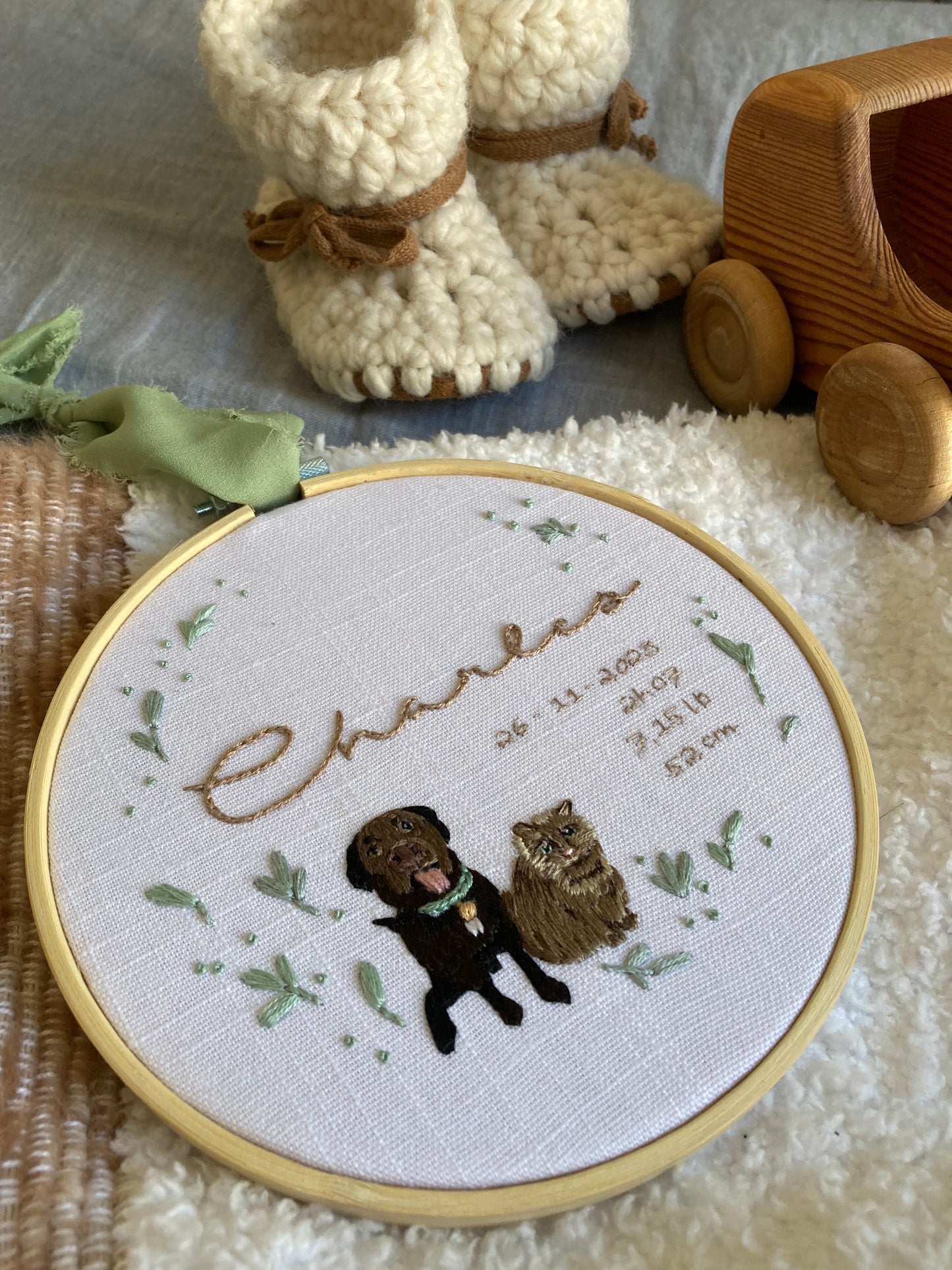 Broderie pour enfant avec portrait d’animal - personnalisé