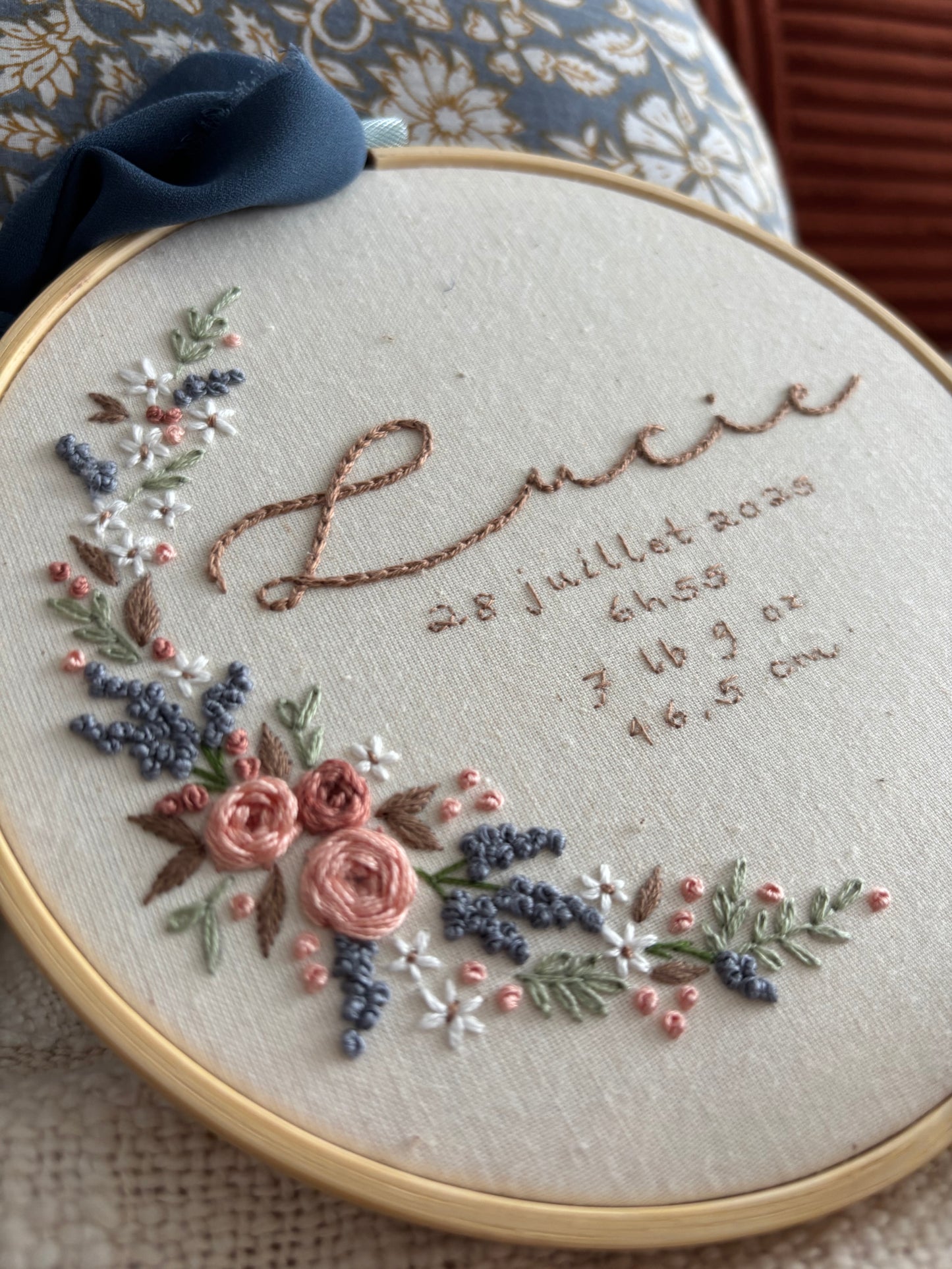 Louane - broderie pour enfant petites fleurs