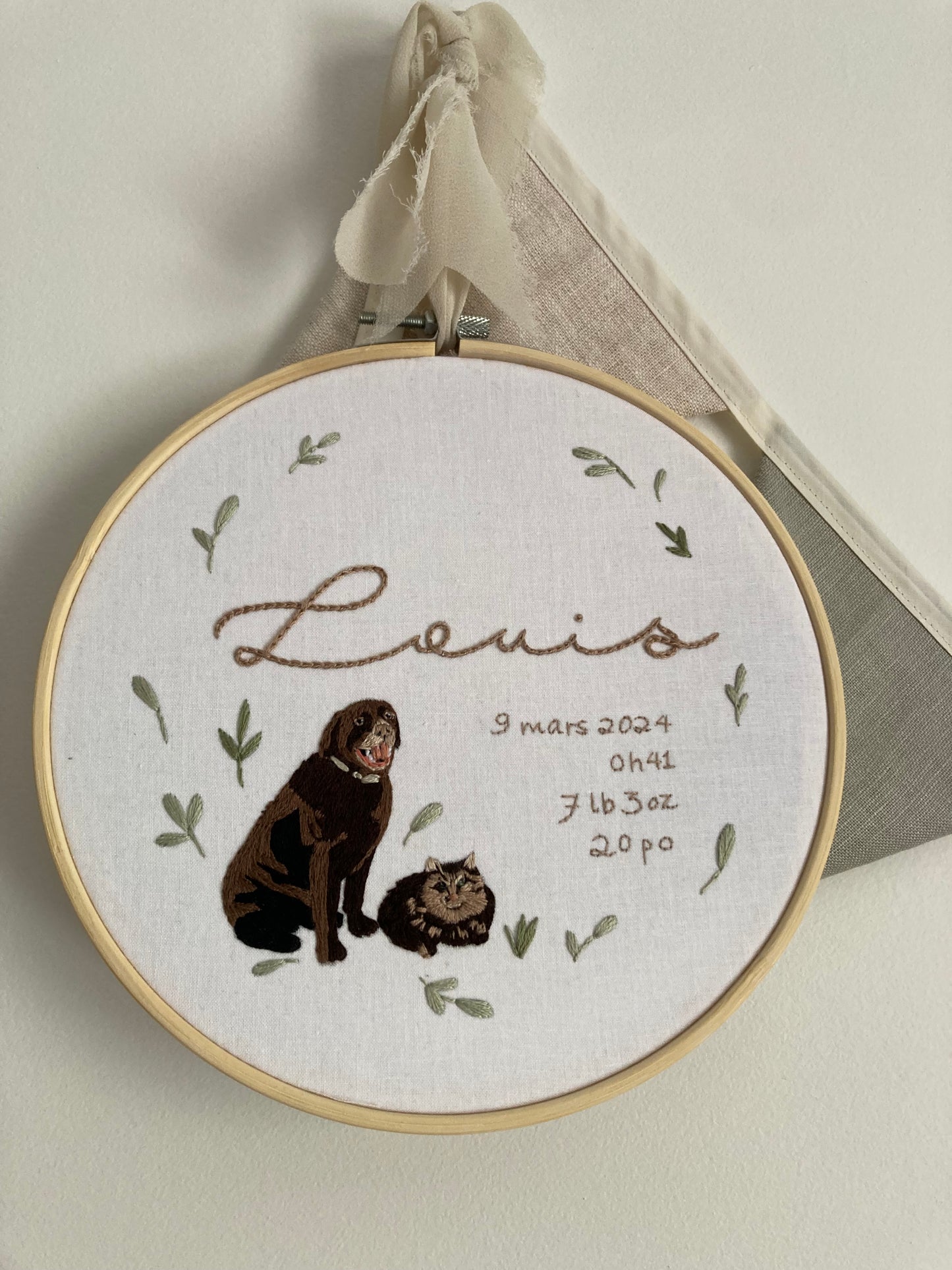 Broderie pour enfant avec portrait d’animal - personnalisé