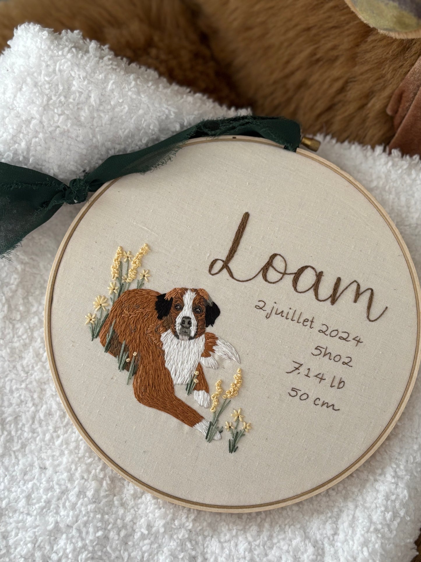 Broderie pour enfant avec petit portrait d’animal - personnalisé