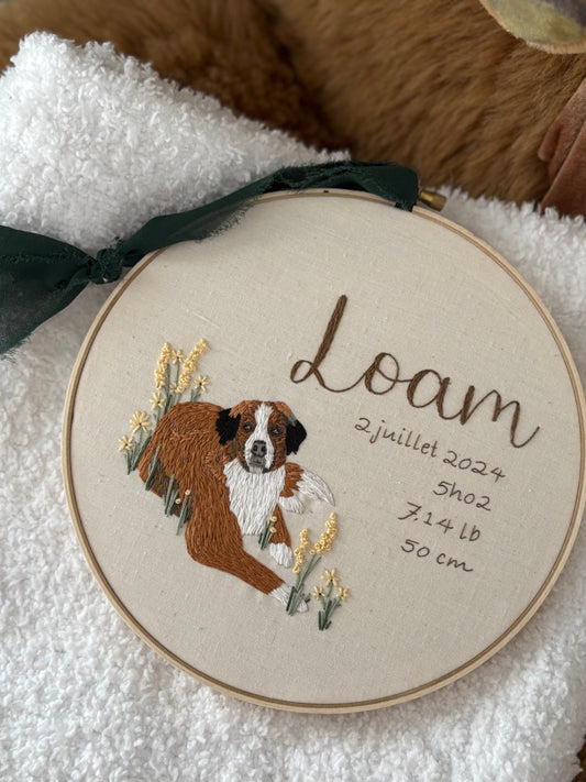 Broderie pour enfant avec petit portrait d’animal - personnalisé